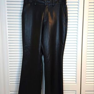 Bagatelle Kick Flare Faux Leather Trouser Pants Black Size M High Rise Zip Fly